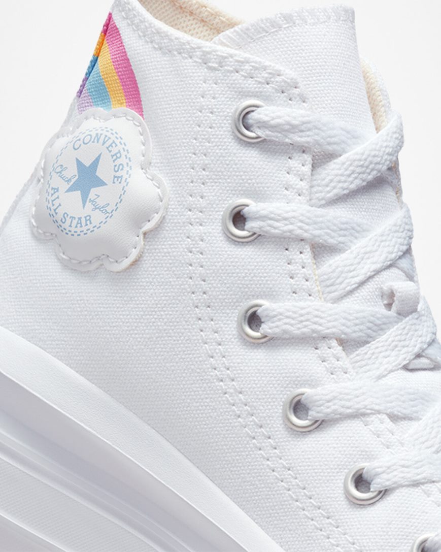 Zapatos Plataforma Converse Chuck Taylor All Star Move Rainbow Cloud Altas Niña Blancas Azules Rosas | PE EP0745